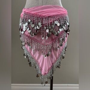 Pink Chiffon Belly Dancing Hip Scarf